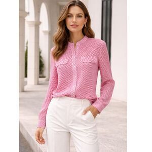 Equipment Femme Raindrop Printed Silk Shirt XS